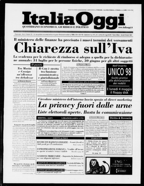 Italia oggi : quotidiano di economia finanza e politica